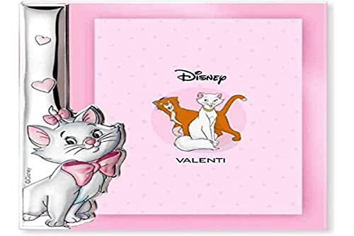 Disney Baby - Bilderrahmen zum Hinstellen - aus Silber - Aristocats-Design - ideal für das Kinderzimmer - perfekt als Geschenkidee zur Taufe oder zum Geburtstag -farbiges 3D-Motiv des Kätzchens Minou von VALENTI & CO.