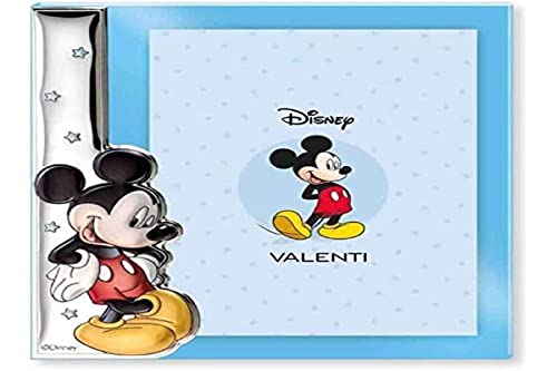 Disney Baby - Bilderrahmen zum Hinstellen - aus Silber - Micky-Maus-Design - ideal für das Baby- oder Kinderzimmer - perfekt als Geschenkidee zur Taufe oder zum Geburtstag - farbiges 3D-Motiv von VALENTI & CO.