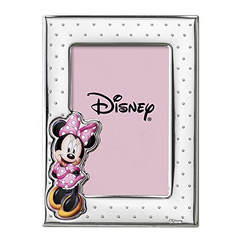 Disney Baby - Bilderrahmen zum Hinstellen - aus Silber mit farbigen Details - Minnie-Maus-Design - perfekt als Geschenkidee zur Taufe oder zum Geburtstag - ideal für das Baby-oder Kinderzimmer von VALENTI & CO.