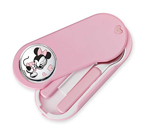 VALENTI & CO. Disney Baby für Kleinkinder – Taschen-Set mit Besteck aus Metall und Details aus Silber Maus – Geschenkidee für Mädchen, Minnie, One Size von VALENTI & CO.