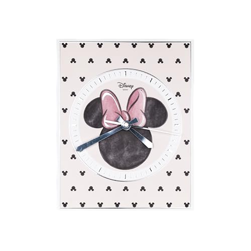 VALENTI & CO. - Disney Mickey und Minnie - Tisch- oder Hängeuhr aus Holz mit silbernen Details - Geschenkidee für Neugeborene oder Taufe - Wanduhr für Kinderzimmer von VALENTI & CO.