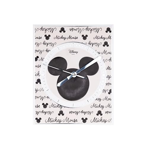 VALENTI & CO. - Disney Mickey und Minnie - Tisch- oder Hängeuhr aus Holz mit silbernen Details - Geschenkidee für Neugeborene oder Taufe - Wanduhr für Kinderzimmer von VALENTI & CO.