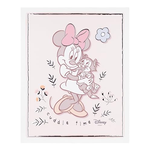 VALENTI & CO. - Disney Minnie - Bedrucktes Holzbild 20 x 25 cm mit Details in Silber - Wanddekoration, Geschenkidee für Neugeborene oder Taufe für Mädchenzimmer von VALENTI & CO.