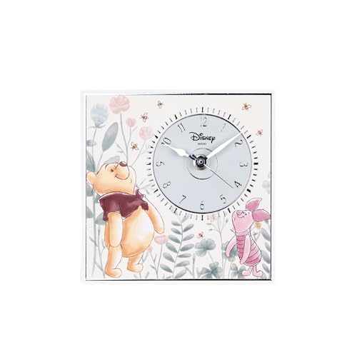 VALENTI & CO. - Disney Winnie Puuh - Tischuhr oder Hängeuhr aus Holz mit silbernen Details - Geschenkidee für Neugeborene oder Taufe - Wanduhr für Kinderzimmer von VALENTI & CO.
