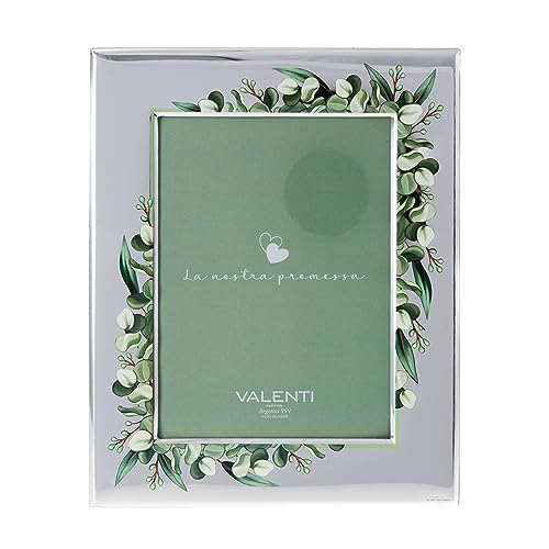 Valenti&Co Bilderrahmen aus Silber, ideal als Geschenk zur Hochzeit, mit grünen Details (13 x 18 cm) von VALENTI & CO.