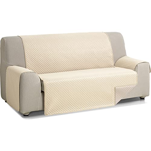 Valentia Home 224044 Sofabezug, wendbar, gepolstert, 2-Sitzer, Beige/Leinen von VALENTIA HOME