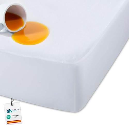 Matratzenschoner 150x200cm Wasserdicht & Atmungsaktiv 100% Baumwolle – Elastisches Band bis 30 cm - TPU Matratzenschutz Inkontinenzauflage Weiß – Oeko-TEX Zertifiziert | VALENTIA MEDICAL von VALENTIA MEDICAL