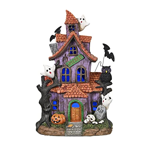 VALERY MADELYN Halloween Dekoration mit farbwechselnden Lichtern, Halloween Hausstatuen und Figuren aus Kunstharz für Halloween Party Deko, 29.5cm hoch von VALERY MADELYN