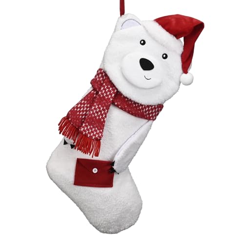 VALERY MADELYN Polarbär Nikolausstrumpf,21 Inch Weihnachtsstrumpf zum Befüllen und Aufhängen für Kamin,Nikolausstiefel für Weihnachtsschmuck und Weihnachtsdeko von VALERY MADELYN