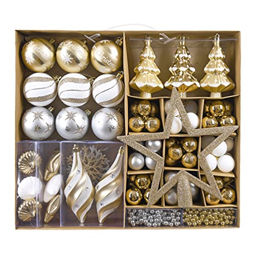 VALERY MADELYN Weihnachtskugeln 90 Stücke Kunststoff Christbaumkugeln Weihnachtsdeko Ornamente mit Aufhänger Baumschmuck für Weihnachtsdekoration von Valery Madelyn