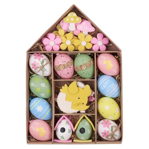 Valery Madelyn 40er Ostereier zum Aufhängen für Osterdeko,farbige künstliche Ostereier für Ostern Deko,Rosa Grün Ornament für Osterkörbchen Frühlingsdeko,Ostern Geschenke Kinder von VALERY MADELYN