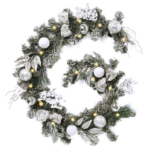 Valery Madelyn 6ft Weihnachtsgirlande mit 20 Led Lichtern und Timer Funktion, künstliche Weihnachtsdeko für Treppe Tisch Außen Kaminsims Haustür von Valery Madelyn