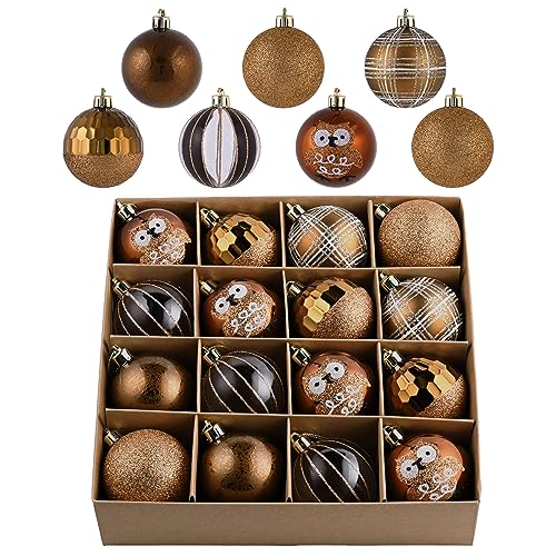 Valery Madelyn Weihnachtskugeln 16 Stücke 6cm Christbaumkugeln Weihnachtskugel Geschenkpaket Weihnachtsdeko mit Aufhänger Weihnachtsbaumschmuck Wald Thema von Valery Madelyn