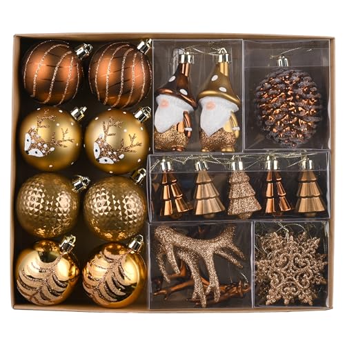 Valery Madelyn Weihnachtskugeln Set, 40pcs Christbaumkugeln Kunststoff Weihnachtskugel Bronze Weihnachtsdeko mit Geschenkpaket Aufhänger Weihnachtsbaumschmuck Waldland Thema Valery Madelyn Weihnachtskugeln Set, 40pcs Christbaumkugeln Kunststoff Weihnachtskugel Bronze Weihnachtsdeko mit Geschenkpaket Aufhänger Weihnachtsbaumschmuck Waldland Thema von Valery Madelyn