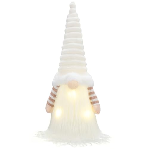 Valery Madelyn Wichtel Weihnachtsbaumspitze Christbaumspitze, 42cm Weihnachtsbaumschmuck mit 1 Meter farbigen Lichtern und Timer, Weihnachtsdeko, Thema Weiß Gold von Valery Madelyn