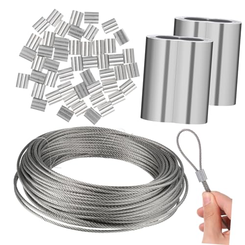 VALICLUD 1 Rolle Drahtseil Rostfreies Kabel für Pflanzen Bastelprojekte und Transport Strapazierfähig Vielseitig Einsetzbar mit Aluminiumhülsen von VALICLUD