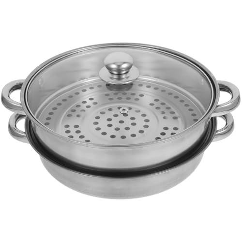 VALICLUD 1 Satz Dampfgarer Doppelstöckiger Dampfkochtopf mit Deckel für Gleichmäßiges von Reis Gemüse Eiern und Langlebig und Praktisch der Anwendung von VALICLUD