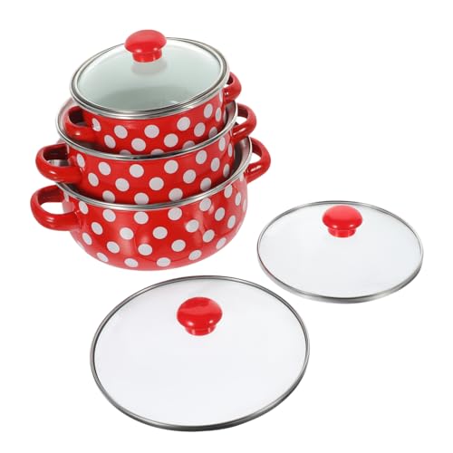 VALICLUD 1 Satz Enamel Mini Soup Pot Set mit Deckel Teiliges Kochgeschirr für Einfache Handhabung Langlebiges Material für Kleine Küchen und Gleichmäßiges Kochen von VALICLUD