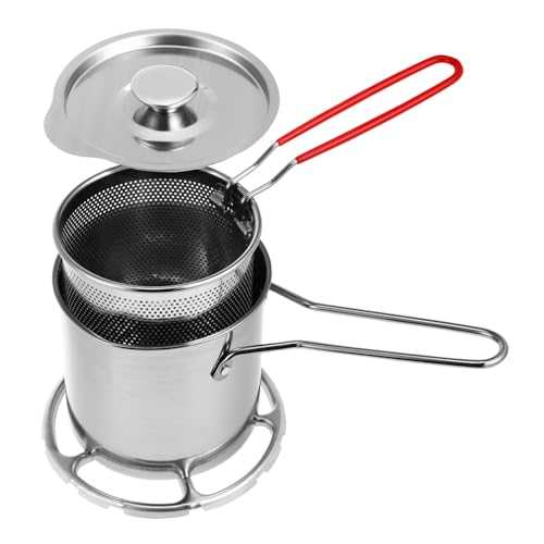 VALICLUD 1 Satz Frittierpfanne mit Frittierkorb Mini Fritteuse für Haushalt Rutschfester Griff Ergonomisches Design für Tägliches Kochen von VALICLUD