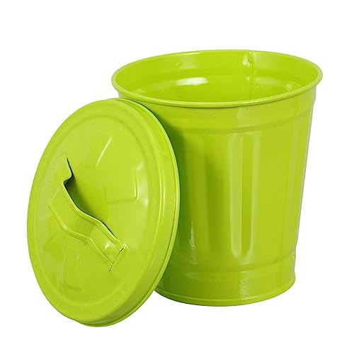 VALICLUD 1 Stück Kreativer Tischmülleimer mit Deckel Kleiner Abfallbehälter im Blumenpot Design für Wohnzimmer und Schlafzimmer aus Robustem Eisenmaterial Grün Leicht und Vielseitig von VALICLUD