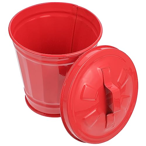 VALICLUD 1 Stück Mini Mülleimer mit Deckel Kreativer Abfalleimer für Schreibtisch Tischabfallbehälter und Blumentopf für Büro Schlafzimmer Küche Rot von VALICLUD