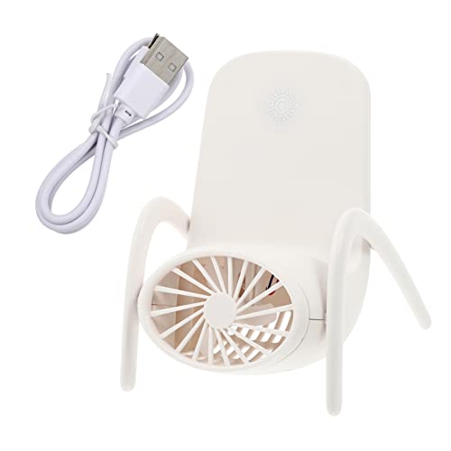 VALICLUD 1 Stück Tragbarer USB mit Handyhalterung und Nachttischlampe Wiederaufladbarer Desktop Fan für Zuhause Büro Schlafzimmer und Outdoor Leise Praktische Lösung für Mobile Nutzung von VALICLUD