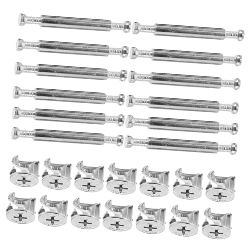 VALICLUD 10 Sätze Doppelkopf -Anschlussschraube Möbelmontage Zubehör Doppelte Verbindungsschraube Möbel Verbindungsschrauben Möbelbefestigungen Kabinett Cam-Lock-Anschlüsse Eisen Silver von VALICLUD