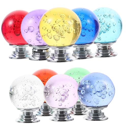 VALICLUD 10 Stk Teiliges Kristall Möbelknopf Bunte Blasen design Einzelnes Loch Metall kristall material Dekorative Schrank Küchenschubladenknöpfe Einfache Montage Elegante Möbelgriffe von VALICLUD