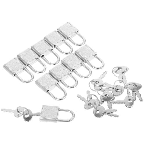 VALICLUD 10 Stück Mini Vorhängeschloss Antike Sicherheitsvorhängeschlösser für Schmuckkästen Tagebücher und Kleine Gepäckstücke Tragbar und Elegant mit Schlüssel Nickel Finish von VALICLUD