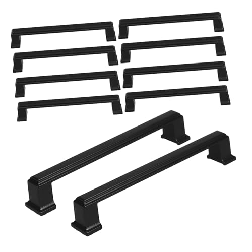 VALICLUD 10 Stück Retro Schwarze Küchen und Schrankgriffe aus Massivem Aluminiumlegierung Robuste und Formstabile Möbelgriffe für Kommoden und Küchenschränke mit Sicherem Halt von VALICLUD