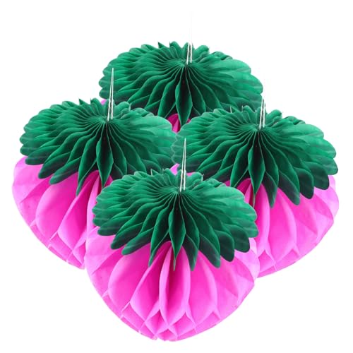 VALICLUD 10 Stück Teiliges Kleine Rosa Erdbeer honigwaben papierdekorationen Hängend Luftige Fruit Honeycomb Deko für Geburtstags Hawaii Partys Vielseitig für Fenster Räume Feiern von VALICLUD