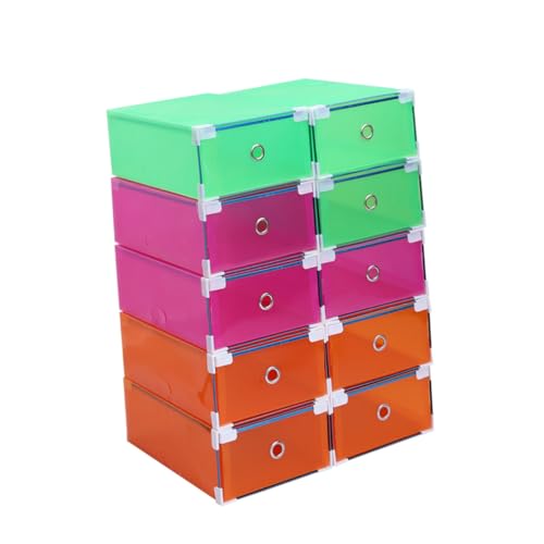 VALICLUD 10 Stück Teiliges Schuhaufbewahrungsbox Transparent Stapelbar aus Dickem Kunststoff mit Metallrand Design für Damenschuhe Multifunktional für Schrank und Zuhause von VALICLUD