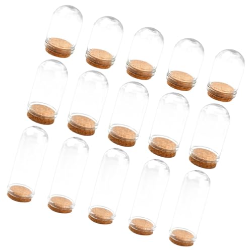 VALICLUD 15 Stück Teiliges Mini Glasdom mit Holzsockel Transparente Glasvitrine für Sammlerstücke Dekorative Glaskuppeln für Zuhause und Büro Handwerkskunst Langlebig und Elegant von VALICLUD