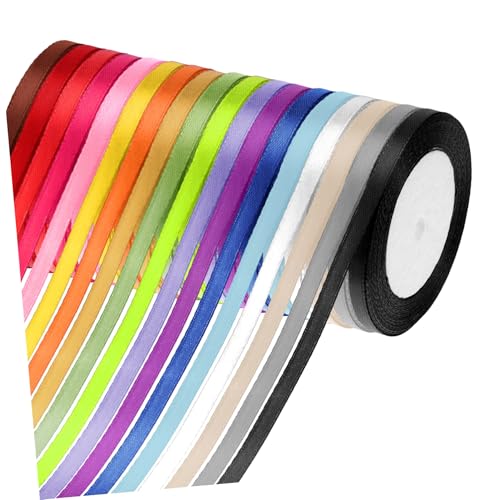 VALICLUD 18 Rollen Teiliges Bunte Stoffbänder Breit Farbenfrohe Geschenkband Schleifenband aus Polyester Weiche Starke und Vielseitige Dekobänder für DIY Basteln Geschenkverpackung von VALICLUD