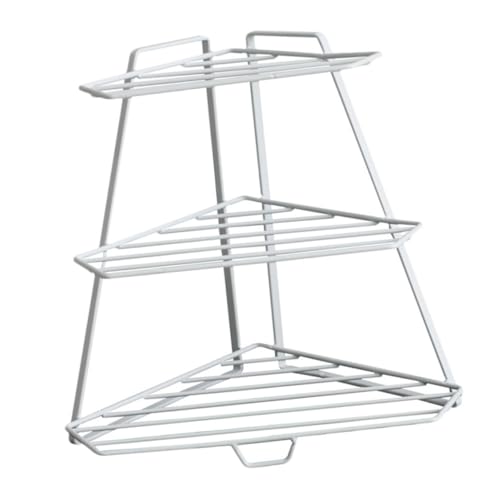 VALICLUD 1Stück Eckregal Badezimmer Organizer Stöckiges Selbstklebendes Regal für Wandmontage Wasserdichtes Platzsparendes Ablagesystem für Toilettenutensilien Weißes Design von VALICLUD