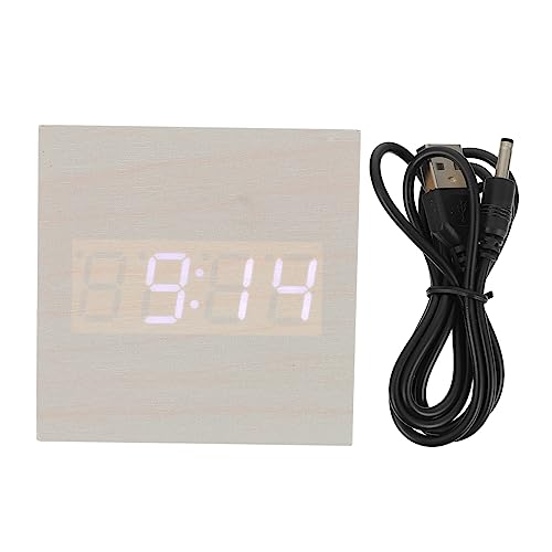 VALICLUD 1Stück Holz LED Wecker mit Dual Display Mini Nachttischuhr Einstellbare Helligkeit Holzuhr für Schlafzimmer und Büro USB Betrieben für Nachtgebrauch von VALICLUD