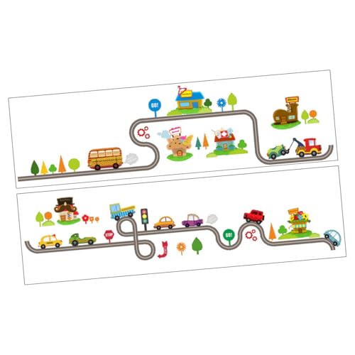 VALICLUD 2 Blätter Teiliges Wandtattoo Kinderzimmer mit Niedlichen Auto Schienenmotiven Ablösbare Wandsticker für Spielzimmer Babyzimmer Dekorative Wanddeko ohne Rückstände für Jungen und von VALICLUD
