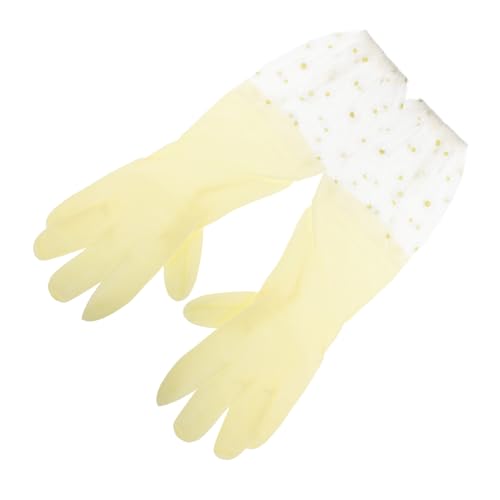 VALICLUD 2 Paare Geschirrspülhandschuhe lange Gummihandschuhe lange Geschirrhandschuhe Schüsselhandschuhe lange Handschuhe zum Reinigen Kochhandschuhe Yellow von VALICLUD