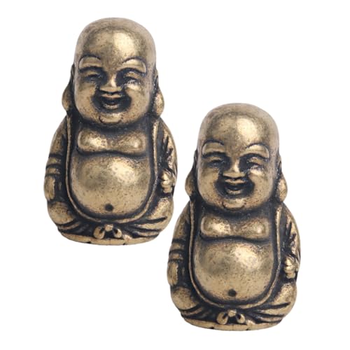 VALICLUD 2 STÜCK Messing Maitreya Buddha Figurine Antikstil Desktop Dekoration Langlebig Kreative Raum Verzierung Feng Shui Büro Schmuck von VALICLUD