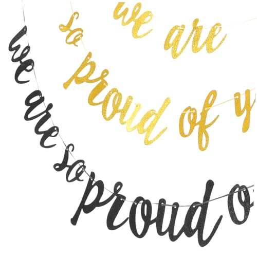 VALICLUD 2 Sätze Teiliges Graduation Party Banner Gold Schwarz Festliche Wand und Türdekoration Vielseitig Einsetzbar für Abschlussfeier Fotorequisite und Partygestaltung von VALICLUD