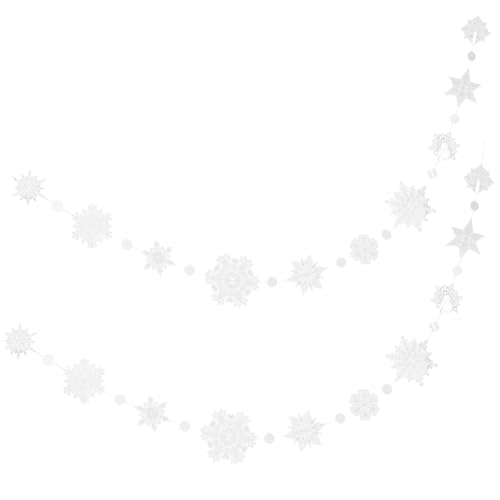 VALICLUD 2 Stk. Teiliges Schneeflocken Girlande Weiß Wetterfeste Hängende Winterdeko Leichte Schneeflocken Dekorationen für Fenster Weihnachtsbäume und Party Festliche Weihnachtsgirlande von VALICLUD