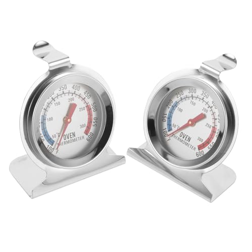 VALICLUD 2 Stück Backofenthermometer aus Edelstahl Hitzebeständig mit Großer Anzeige und Farbindikatoren für Backofen Grill Küche Langlebiges Kochthermometer von VALICLUD