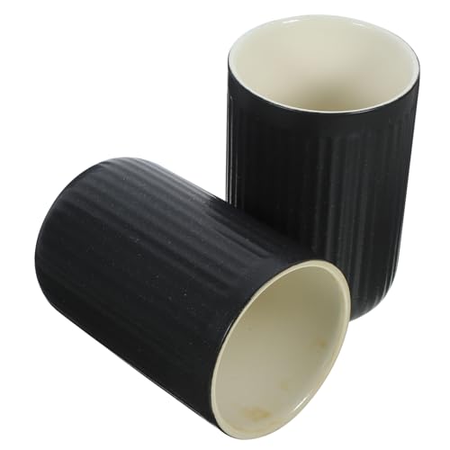 VALICLUD 2 Stücke Vintage Zahnbürstenbecher aus Keramik 300ml Schwarz Gestreift Mundwasserbecher für Badezimmer Zahnputzbecher mit Halter VALICLUD 2 Stücke Vintage Zahnbürstenbecher aus Keramik 300ml Schwarz Gestreift Mundwasserbecher für Badezimmer Zahnputzbecher mit Halter von VALICLUD