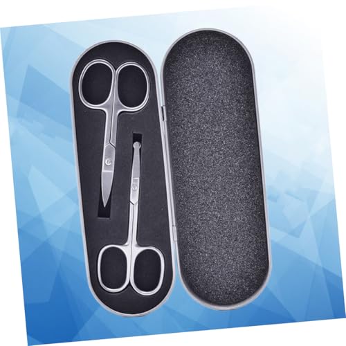 VALICLUD 2 Stück Edelstahl Augenbrauenschere mit Abgerundeten Spitzen Sicherer Nasen Augenbrauentrimmer für Damen Präzise Schmerzfrei Einfach zu Bedienen Schwarz von VALICLUD