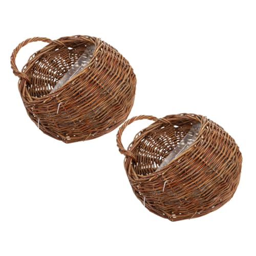 VALICLUD 2 Stück Geflochtener Hängekorb: Wandblumenkorb – Handgefertigter Organizer Für Türen, Balkone, Vorderseite des – Rattan-pflanzgefäß Für Garten- Und Bauernhaus- von VALICLUD