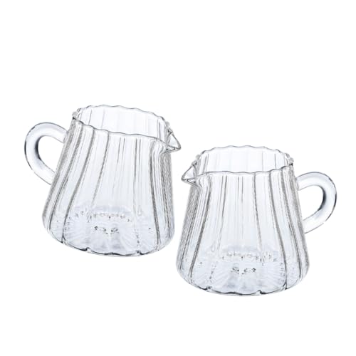VALICLUD 2 Stück Hitzebeständiges Glas Milchkännchen Präzises Ausgießen Milchaufschäumer Kännchen für Latte Art und Sahne Transparenter Milchkrug für Kaffeezubereitung von VALICLUD