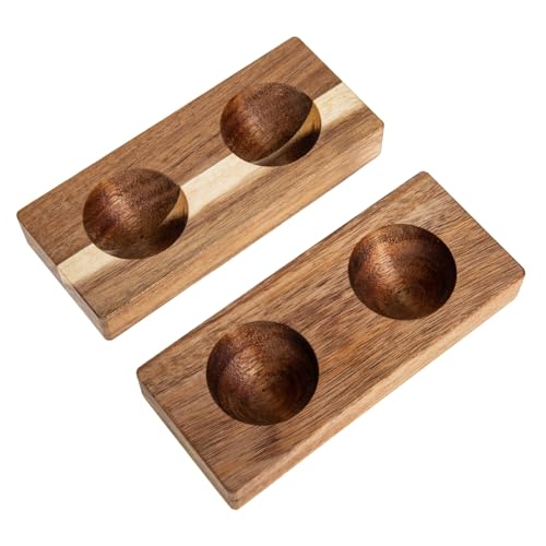 VALICLUD 2 Stück Holz Eierhalter mit Passgenauen Fächern Natürlicher Eierbehälter für Kühlschrank und Küchenarbeitsplatte Stabiles Holztablett zur Sicheren Aufbewahrung von Hühnereiern von VALICLUD