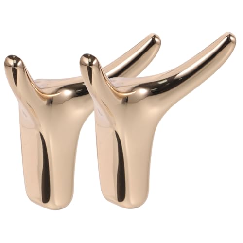 VALICLUD 2 Stück Horn wandhaken Metall Gold Wandmontage Robuster Garderobenhaken für Badezimmer und Tür Dekorativer Kreativer Horn kleiderhaken Platzsparend Moderne Wanddeko von VALICLUD