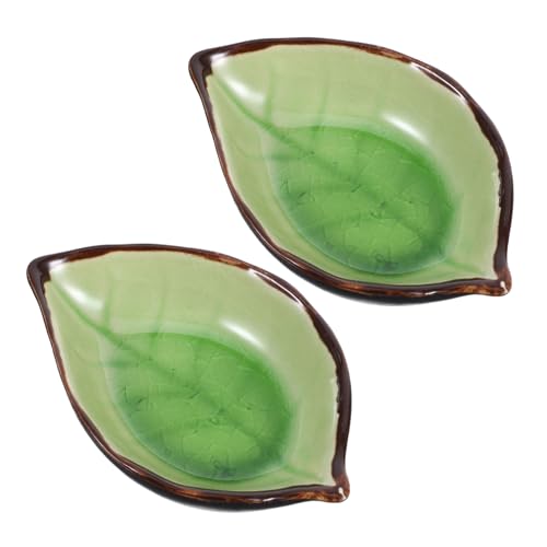 VALICLUD 2 Stück Keramik Löffelhalter Blattform Eleganter Utensilienhalter für Küche Platzsparend Vielseitig für Kaffeelöffel und Teelöffel Robustes Material für Küchentheke und Herd von VALICLUD