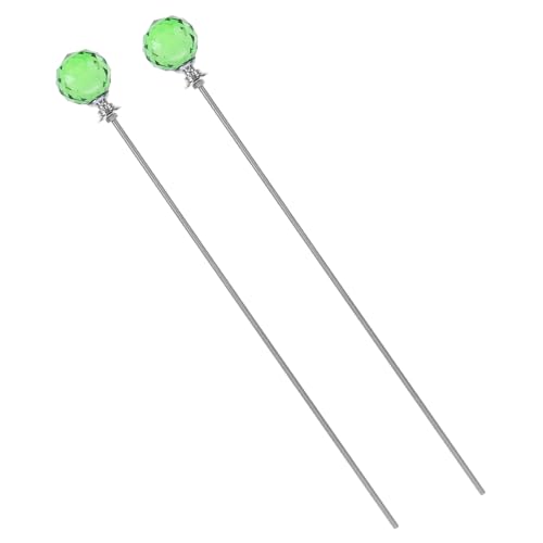 VALICLUD 2 Stück Kristall Gartenstecker mit Metallstab und Kugelspitze Dekorative Fairy Wand Pflanzenstützen für Blumentöpfe Stabile Gartenstäbe für DIY Basteln und Outdoor von VALICLUD